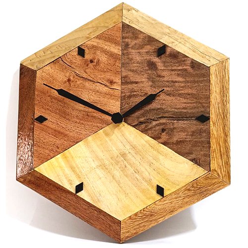 Wooden Hexagon Designer Wooden Wall Clock for modern wall décor