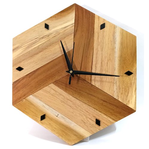 Wooden Hexagon Thin Designer Wooden Wall Clock for modern wall décor